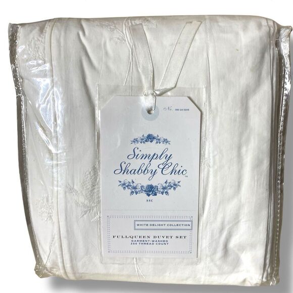 Simply Shabby Chic White Delight Collection Embroidered Duvet Set F/Q Full Queen - Picture 1 of 8